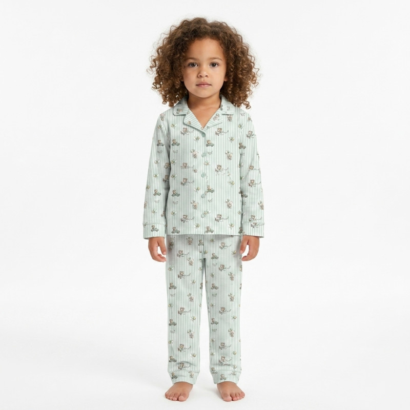 Luxury Children’s Pajama Set with English Collar – Organic Pima Cotton PJ022 OLIVER