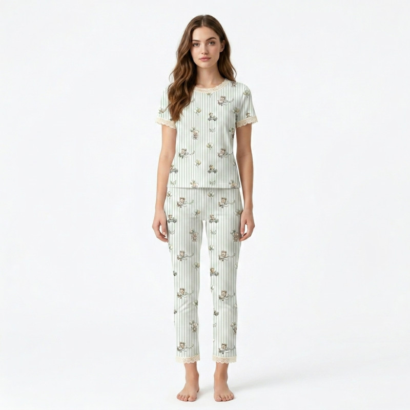 Elegant Set with Short-Sleeve T-Shirt and Straight-Leg Pants 100% Supima Cottons PW104 OLIVER+C939:V940 Elegant Set with Short-Sleeve T-Shirt and Straight-Leg Pants 100% Supima Cottons PW104 OLIVER+C939:V940