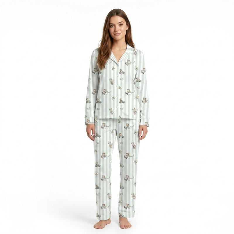 Women’s Classic Pajama Set with classic English collar and front-button design OLIVERqa PW122 Women’s Classic Pajama Set with classic English collar and front-button design OLIVERqa PW122