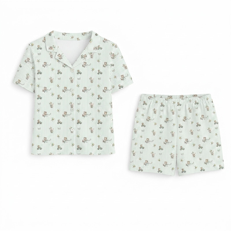 Women’s Classic Pajama Set with classic English collar and front-button design OLIVERqa PW123