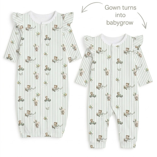 Baby converter gown with ru..