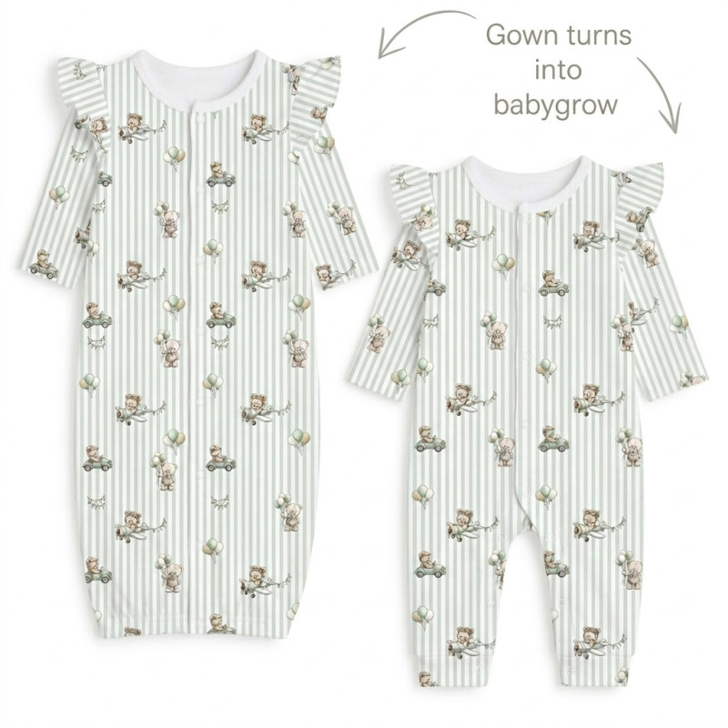 Baby converter gown with ruffles for girls TR002 OLIVER Baby converter gown with ruffles for girls TR002 OLIVER