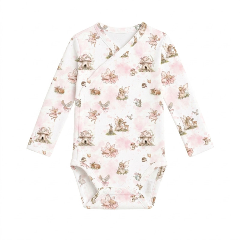 Боді Kimono з довгим рукавом для немовлят BLS004 PINK PEARLS