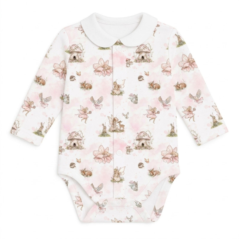 Printed Long-Sleeve Front Fastening Bodyvest with Collarf for Babies BLS005CL PINK PEARLS Printed Long-Sleeve Front Fastening Bodyvest with Collarf for Babies BLS005CL PINK PEARLS