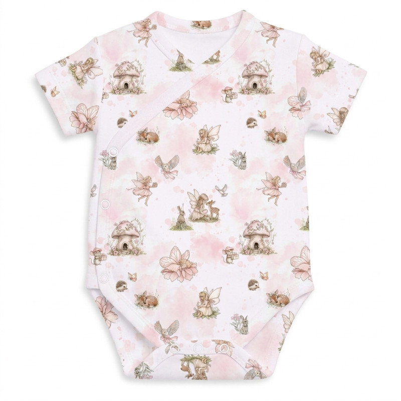 Printed Short-Sleeve Kimono Bodyvest for Babies BSHL004 PINK PEARLS Printed Short-Sleeve Kimono Bodyvest for Babies BSHL004 PINK PEARLS
