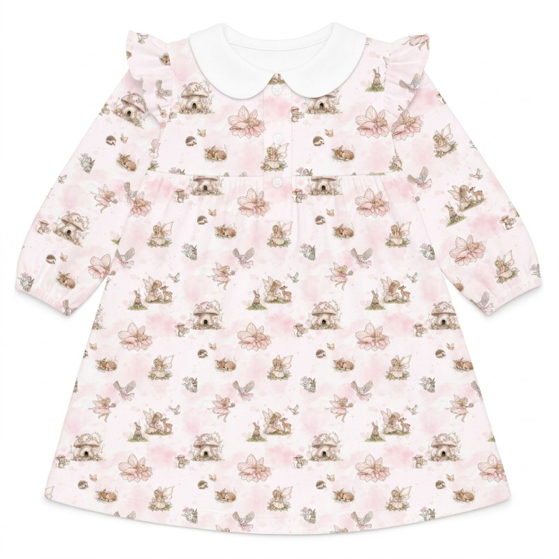 Charming Long-Sleeved Dress with Ruffles and Collar DR017CL PINK PEARLS Charming Long-Sleeved Dress with Ruffles and Collar DR017CL PINK PEARLS