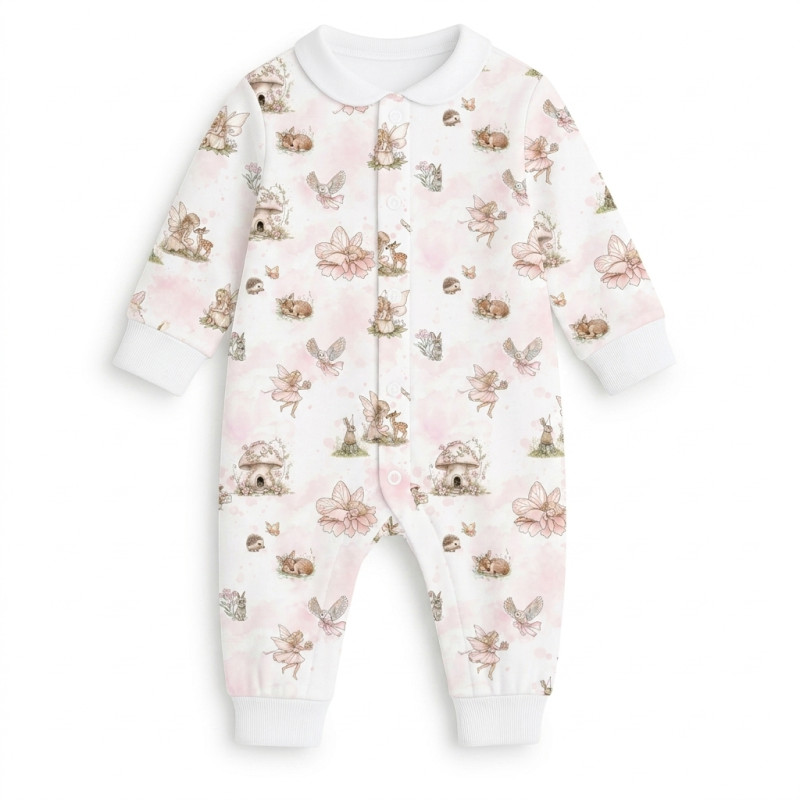 Long sleeve Romper for baby with collar K060CL PINK PEARLS Long sleeve Romper for baby with collar K060CL PINK PEARLS