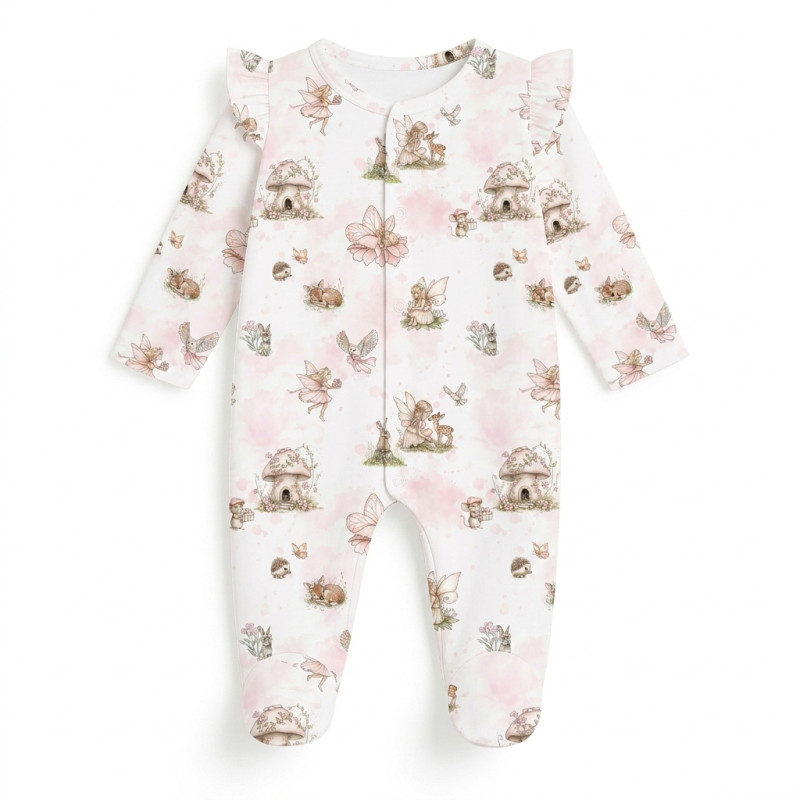 Babygrow with ruffles 100% pima cotton K065 PINK PEARLS Babygrow with ruffles 100% pima cotton K065 PINK PEARLS