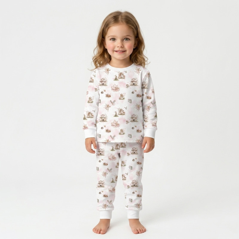 Pyjama long sleeve 100% organic pima Cotton PJ001 PINK PEARLS Pyjama long sleeve 100% organic pima Cotton PJ001 PINK PEARLS