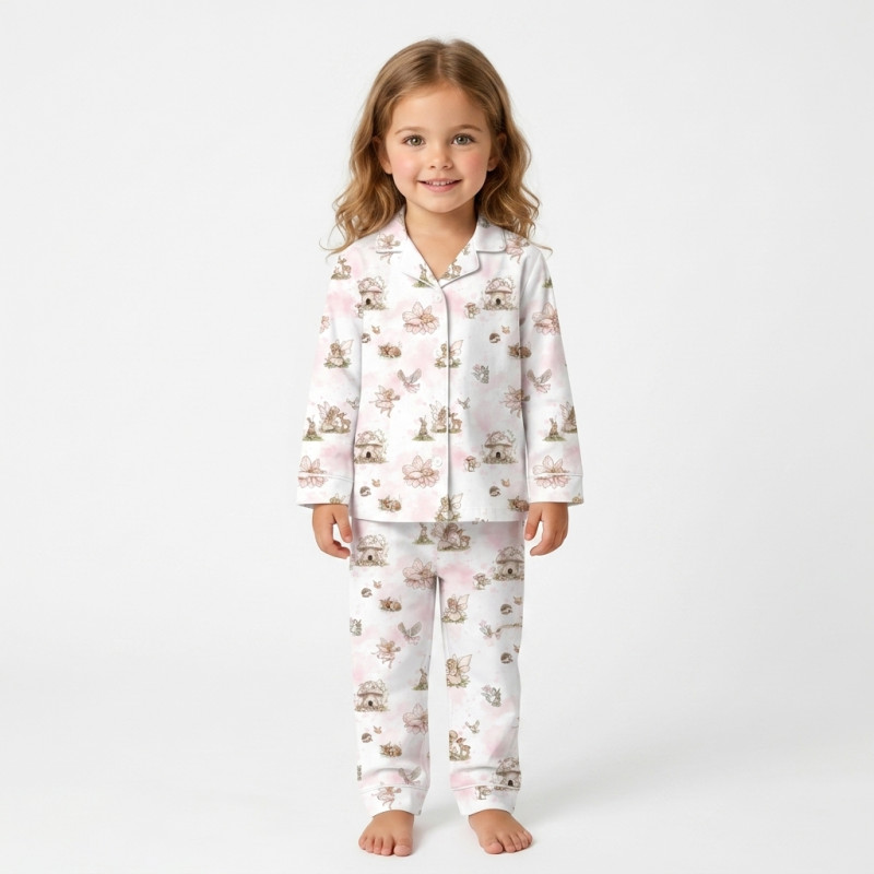 Luxury Children’s Pajama Set with English Collar – Organic Pima Cotton PJ022 PINK PEARLS Luxury Children’s Pajama Set with English Collar – Organic Pima Cotton PJ022 PINK PEARLS