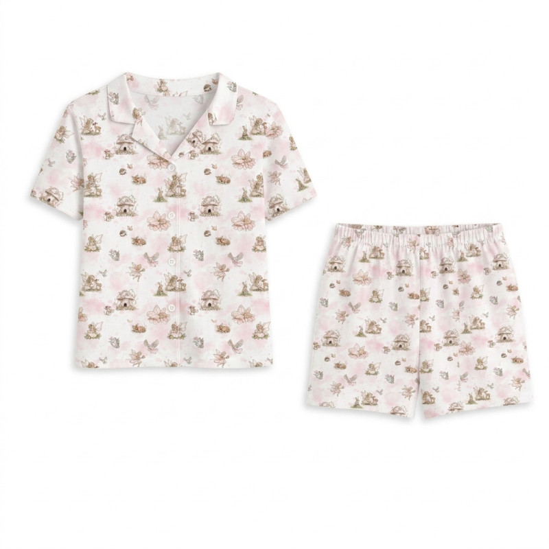 Children’s Pajama Set with Short Sleeves and Shorts PJ023 PINK PEARLS Children’s Pajama Set with Short Sleeves and Shorts PJ023 PINK PEARLS
