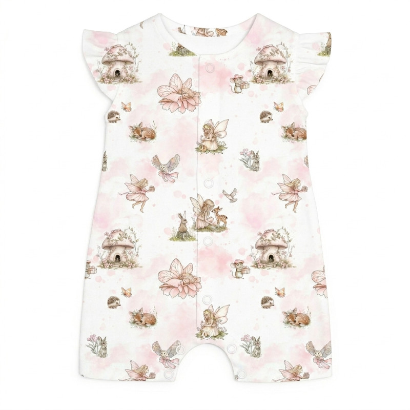 Supima Cotton Shortie with Ruffles – R007 PINK PEARLS Supima Cotton Shortie with Ruffles – R007 PINK PEARLS