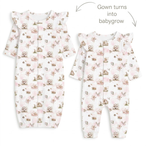Baby converter gown with ru..