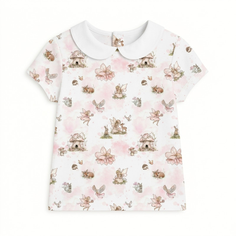 Short Sleeve T-shirt for Boys and Girls with Collar TSH001CL PINK PEARLS