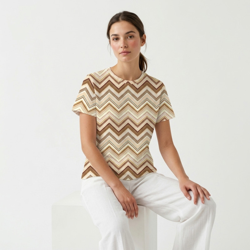Luxury Short Adult Classic T-shirt My Little Pie PW-T001 ZIG ZAG BROWN Luxury Short Adult Classic T-shirt My Little Pie PW-T001 ZIG ZAG BROWN