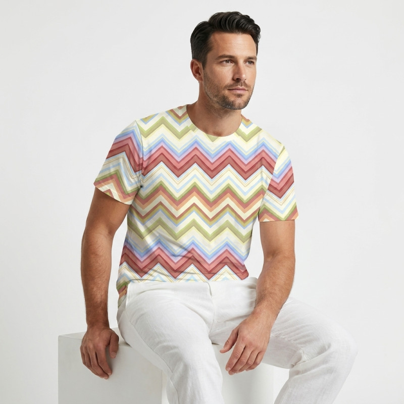 Luxury Short Adult Classic  T-shirt My Little Pie PW-T001 ZIG ZAG COLORFUL
