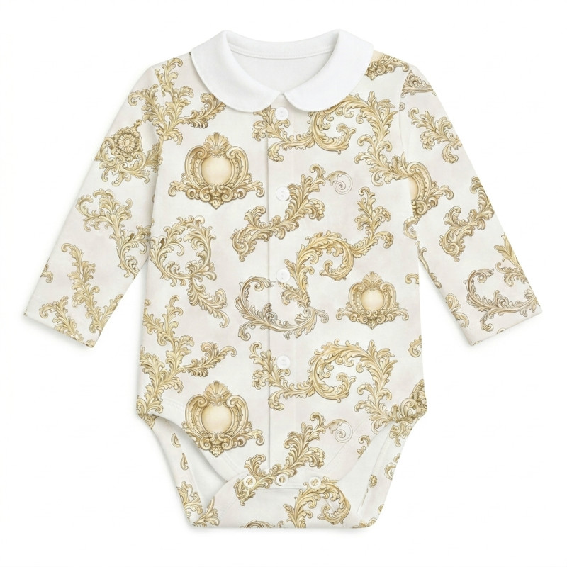 Printed Long-Sleeve Front Fastening Bodyvest with Collarf for Babies BLS005CL ROYAL BLUSH BLUE Printed Long-Sleeve Front Fastening Bodyvest with Collarf for Babies BLS005CL ROYAL BLUSH BLUE