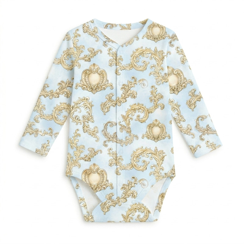 Боді Передня застібка з довгим рукавом для немовлят BLS005  ROYAL BLUSH BLUE
