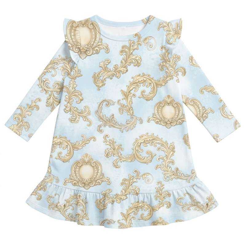 Charming Long-Sleeved Night Dress with Ruffles DR010 ROYAL BLUSH BLUE Charming Long-Sleeved Night Dress with Ruffles DR010 ROYAL BLUSH BLUE