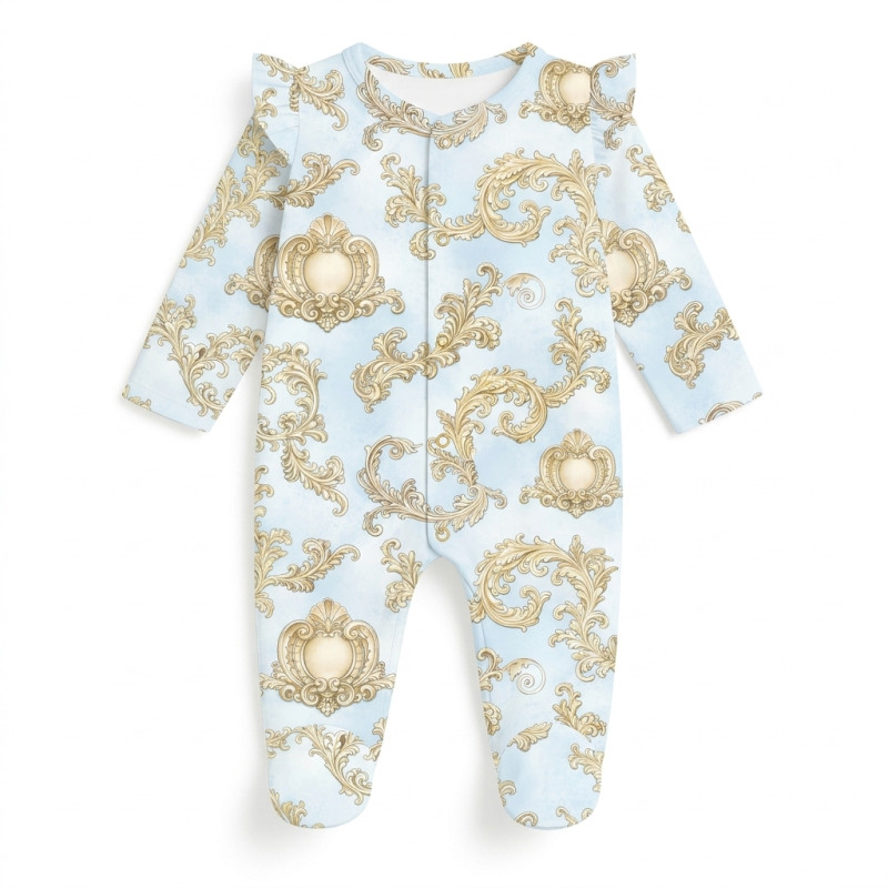 Babygrow with ruffles 100% pima cotton K065 ROYAL BLUSH BLUE Babygrow with ruffles 100% pima cotton K065 ROYAL BLUSH BLUE