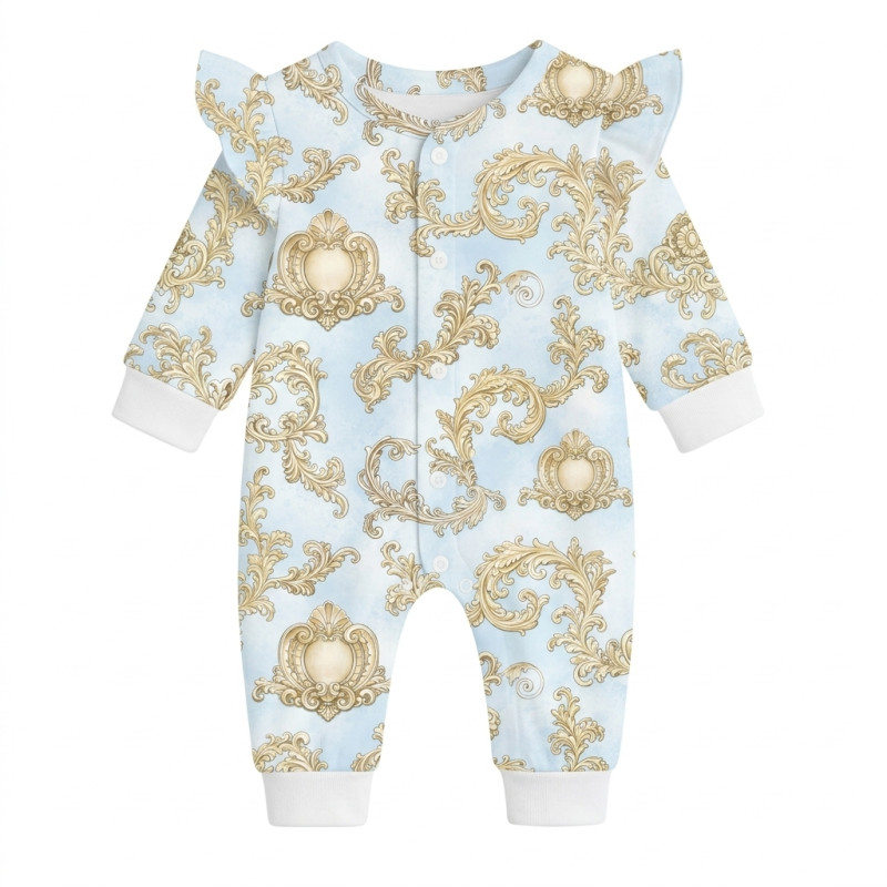 Long sleeve Romper for baby with ruffles K070 ROYAL BLUSH BLUE Long sleeve Romper for baby with ruffles K070 ROYAL BLUSH BLUE