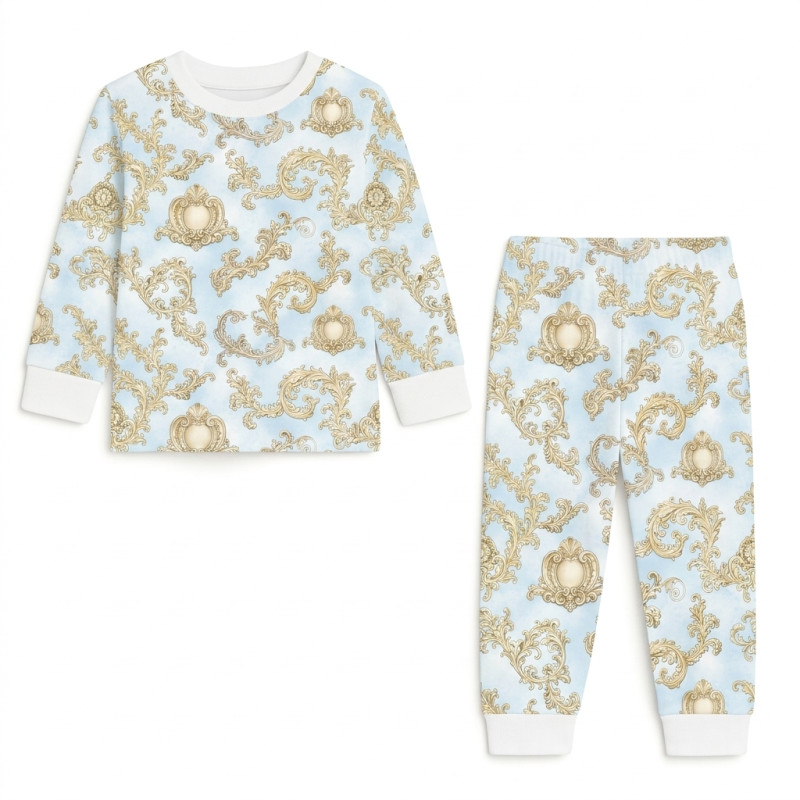 Pyjama long sleeve 100% organic pima Cotton PJ001 ROYAL BLUSH BLUE