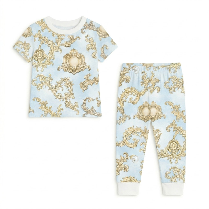 Patterned Supima Cotton Pyjamas Set PJ008 ROYAL BLUSH BLUE