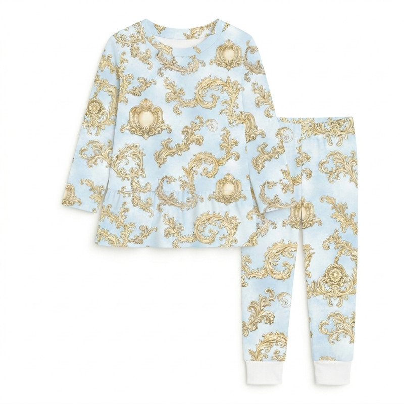 Girls Supima Cotton Pyjamas with Long Sleeves — PJ009 ROYAL BLUSH BLUE