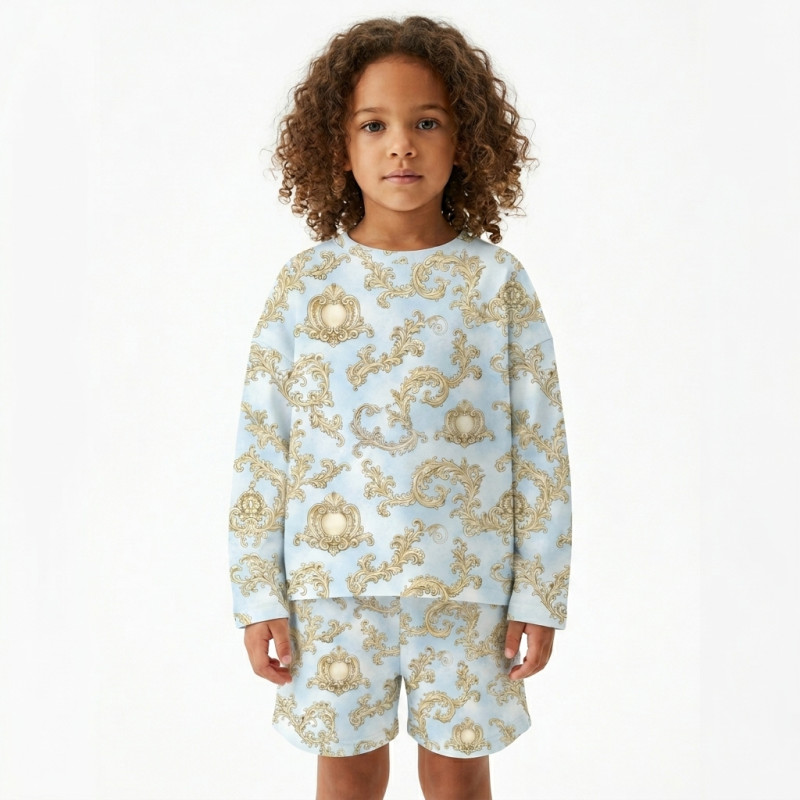 Printed Supima Cotton Top and Shorts Pyjama Set – PJ010 ROYAL BLUSH BLUE Printed Supima Cotton Top and Shorts Pyjama Set – PJ010 ROYAL BLUSH BLUE