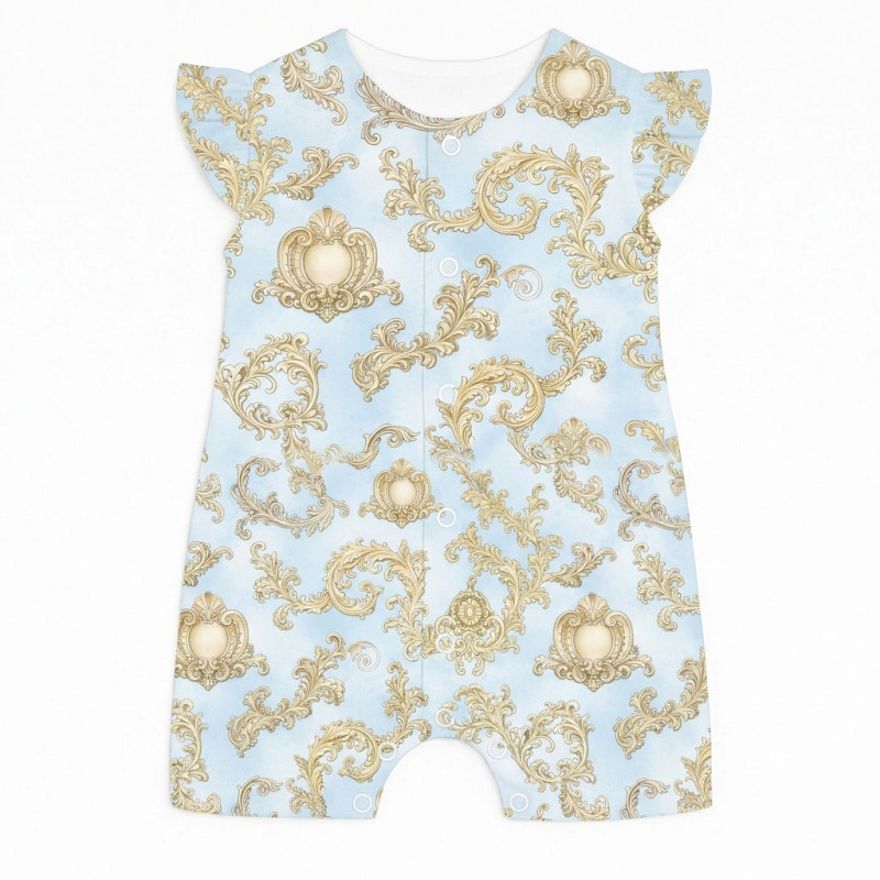 Supima Cotton Shortie with Ruffles – R007 ROYAL BLUSH BLUE Supima Cotton Shortie with Ruffles – R007 ROYAL BLUSH BLUE