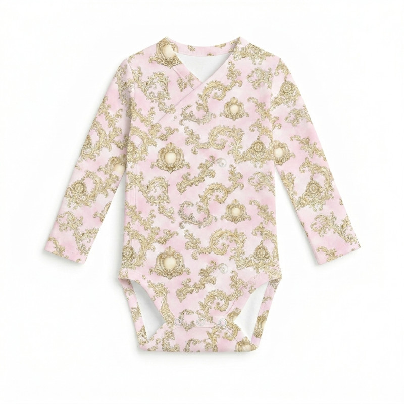 Printed Long-Sleeve Kimono Bodyvest for Babies BLS004 ROYAL BLUSH PINK Printed Long-Sleeve Kimono Bodyvest for Babies BLS004 ROYAL BLUSH PINK