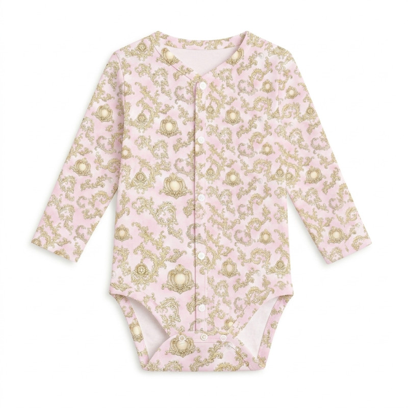 Printed Long-Sleeve Front Fastening Bodyvest for Babies BLS005 ROYAL BLUSH PINK Printed Long-Sleeve Front Fastening Bodyvest for Babies BLS005 ROYAL BLUSH PINK