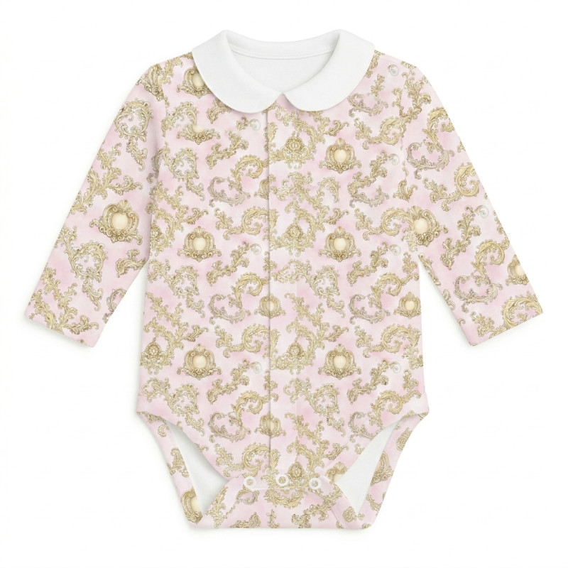 Printed Long-Sleeve Front Fastening Bodyvest with Collarf for Babies BLS005CL ROYAL BLUSH PINK Printed Long-Sleeve Front Fastening Bodyvest with Collarf for Babies BLS005CL ROYAL BLUSH PINK