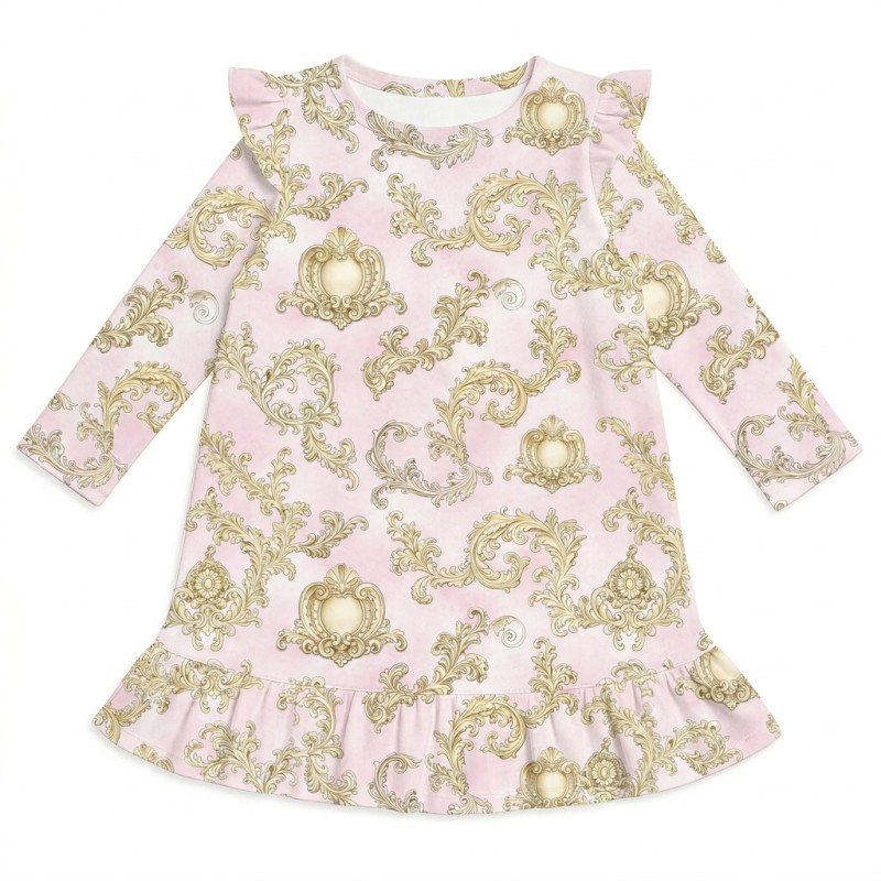 Charming Long-Sleeved Night Dress with Ruffles DR010 ROYAL BLUSH PINK Charming Long-Sleeved Night Dress with Ruffles DR010 ROYAL BLUSH PINK