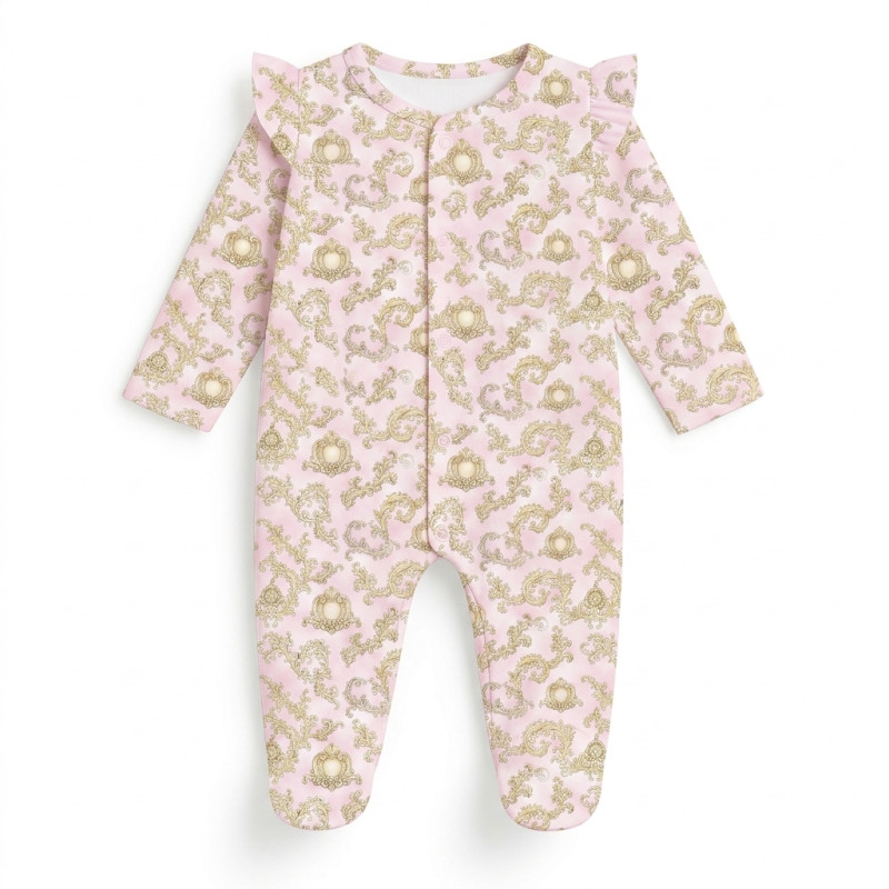 Babygrow with ruffles 100% pima cotton K065 ROYAL BLUSH PINK Babygrow with ruffles 100% pima cotton K065 ROYAL BLUSH PINK