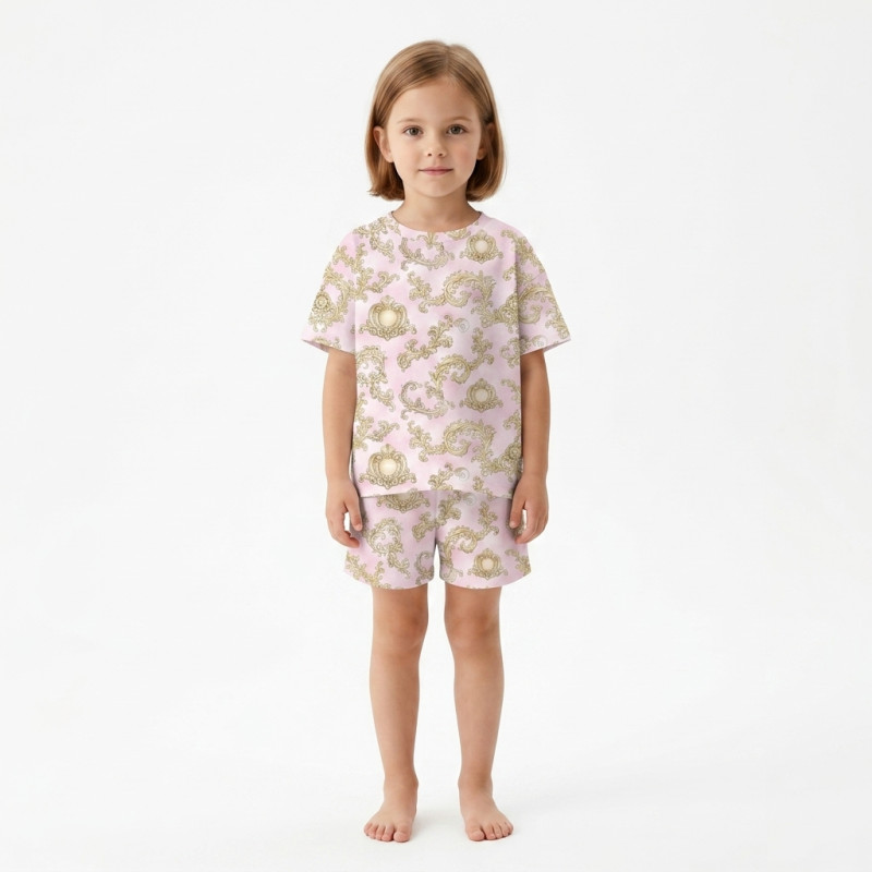 Pyjama short sleeve 100% organic pima Cotton PJ005 ROYAL BLUSH PINK