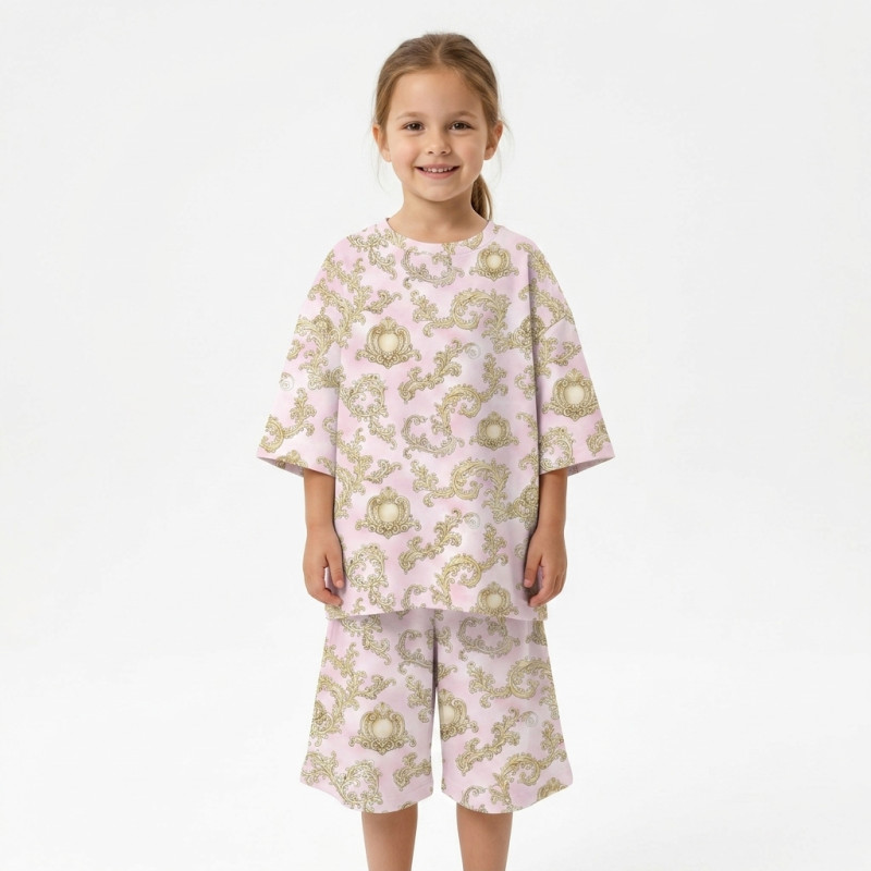 Pyjama short sleeve OVERSIZE 100% organic pima Cotton PJ006 ROYAL BLUSH PINK