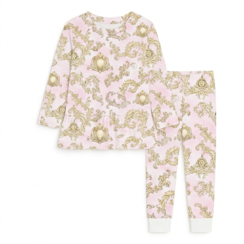 Girls Supima Cotton Pyjamas with Long Sleeves — PJ009 ROYAL BLUSH PINK