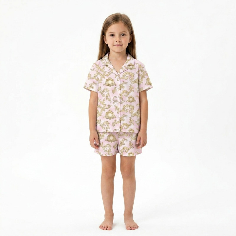 Children’s Pajama Set with Short Sleeves and Shorts PJ023 ROYAL BLUSH PINK