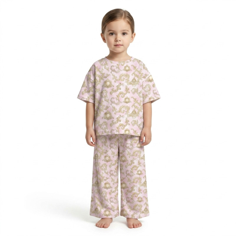 Children’s Set with Oversized T-Shirt and Palazzo Pants  PJ030 100% Pima Cotton
