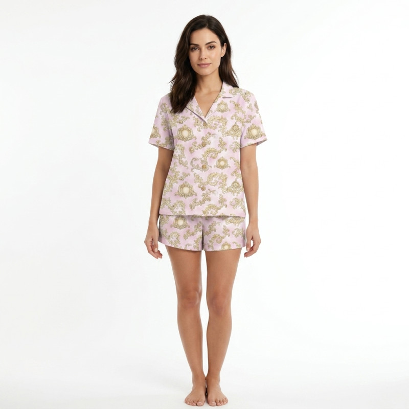 Women’s Classic Pajama Set with classic English collar and front-button design ROYAL BLUSH PINKqa PW123 Women’s Classic Pajama Set with classic English collar and front-button design ROYAL BLUSH PINKqa PW123