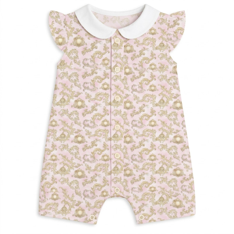 Supima Cotton Shortie with Ruffles and Collar – R007CL ROYAL BLUSH PINK Supima Cotton Shortie with Ruffles and Collar – R007CL ROYAL BLUSH PINK