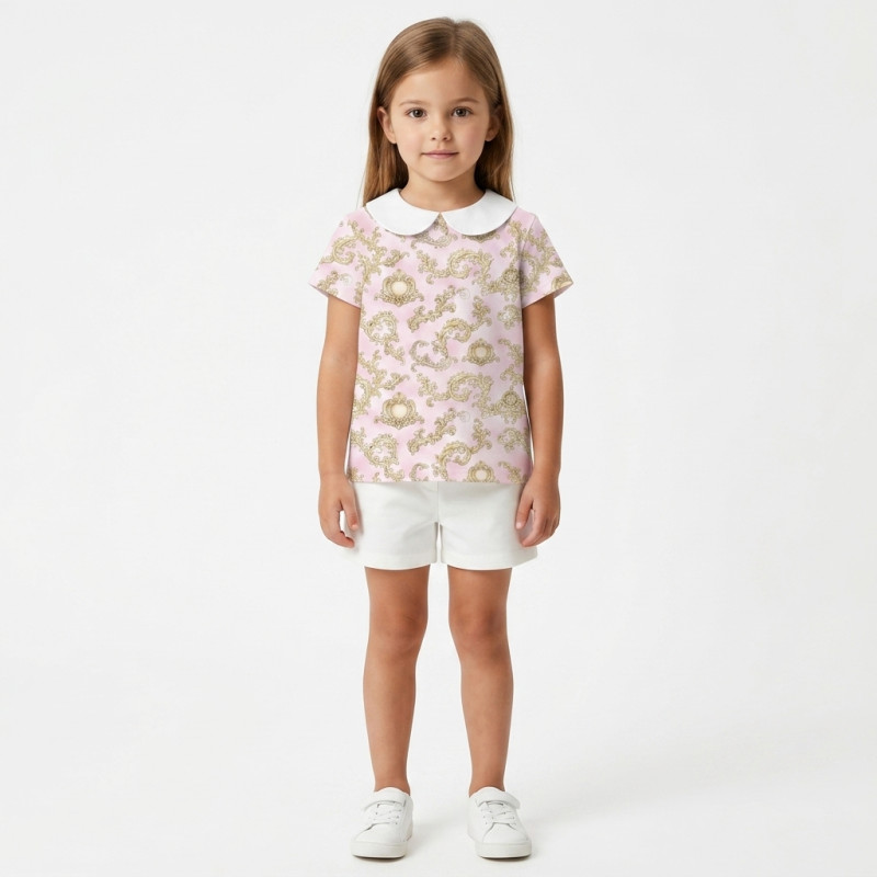 Short Sleeve T-shirt for Boys and Girls with Collar TSH001CL ROYAL BLUSH PINK Short Sleeve T-shirt for Boys and Girls with Collar TSH001CL ROYAL BLUSH PINK