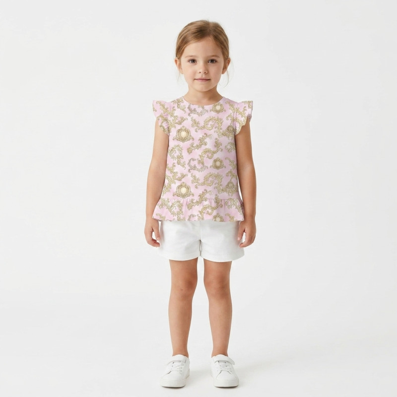 Frill Trim Sleeveless Top for Girls TSH003 ROYAL BLUSH PINK