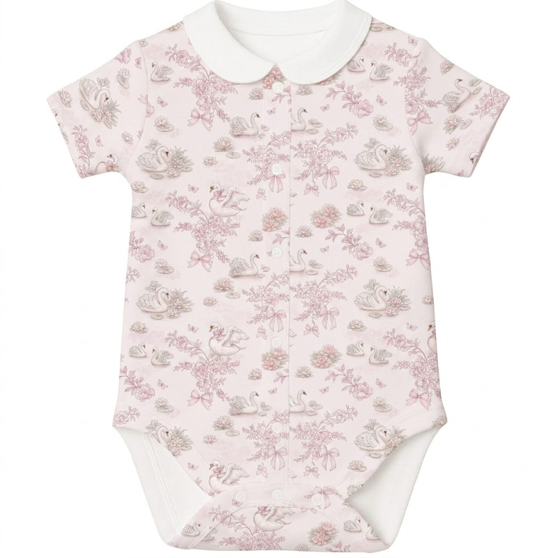 Printed Short-Sleeve Front Fastening Bodyvest with Collar for Babies BSHL009CL SERENITY Printed Short-Sleeve Front Fastening Bodyvest with Collar for Babies BSHL009CL SERENITY