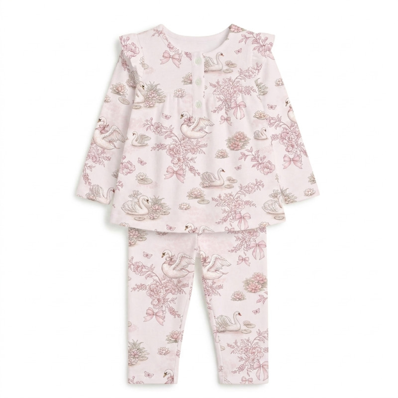 Yoke Girls Pyjama long sleeve 100% organic Cotton PJ029 SERENITY Yoke Girls Pyjama long sleeve 100% organic Cotton PJ029 SERENITY