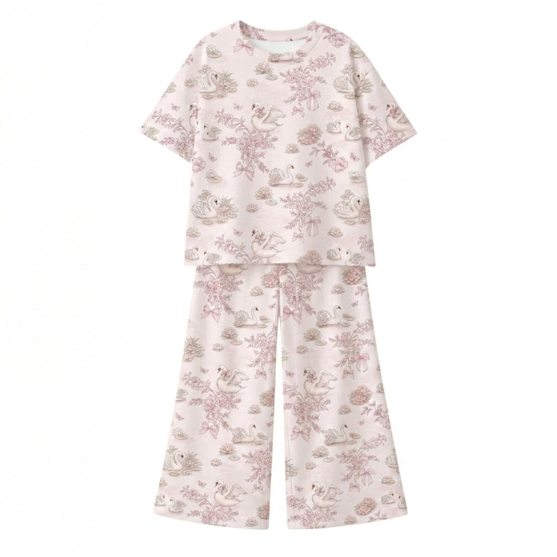 Children’s Set with Oversized T-Shirt and Palazzo Pants  PJ030 100% Pima Cotton