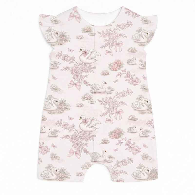 Supima Cotton Shortie with Ruffles – R007 SERENITY Supima Cotton Shortie with Ruffles – R007 SERENITY