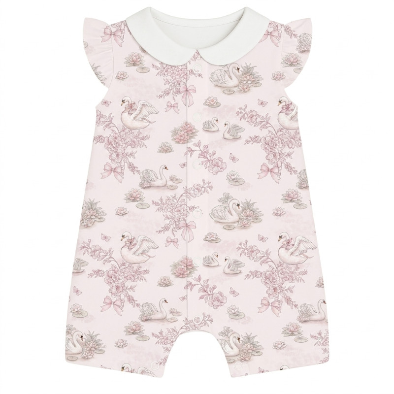 Supima Cotton Shortie with Ruffles and Collar – R007CL SERENITY Supima Cotton Shortie with Ruffles and Collar – R007CL SERENITY