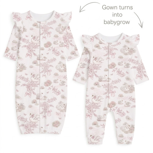 Baby converter gown with ru..